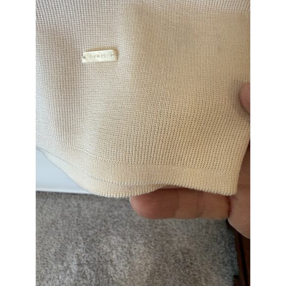 AKRIS Cream Silk V Neck Sleeveless Knit Top sz 12 Luxury Designer - Picture 7 of 13